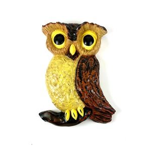 Arnel's Vintage Owl Ceramic Wall Hanging Plaque 12"